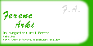 ferenc arki business card